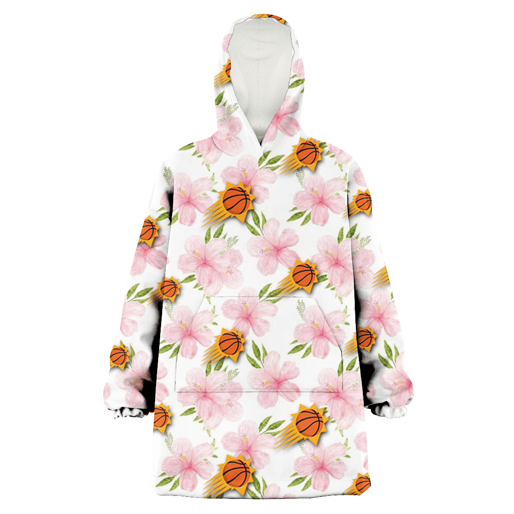 Phoenix Suns Light Pink Hibiscus White Background 3D Printed Hoodie Blanket Snug Hoodie