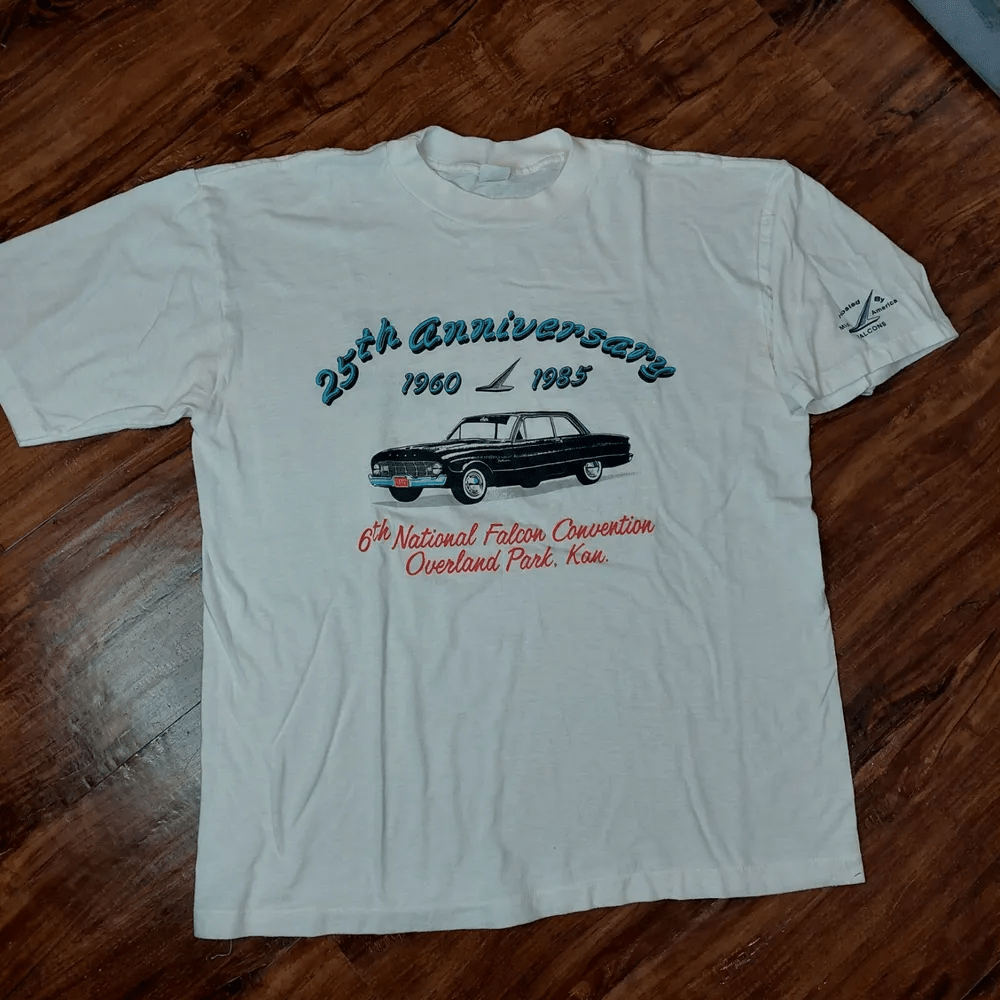 Vintage 1985 Kansas City Ford Falcon Club T Shirt Hot Rod Car Show Tee 80S