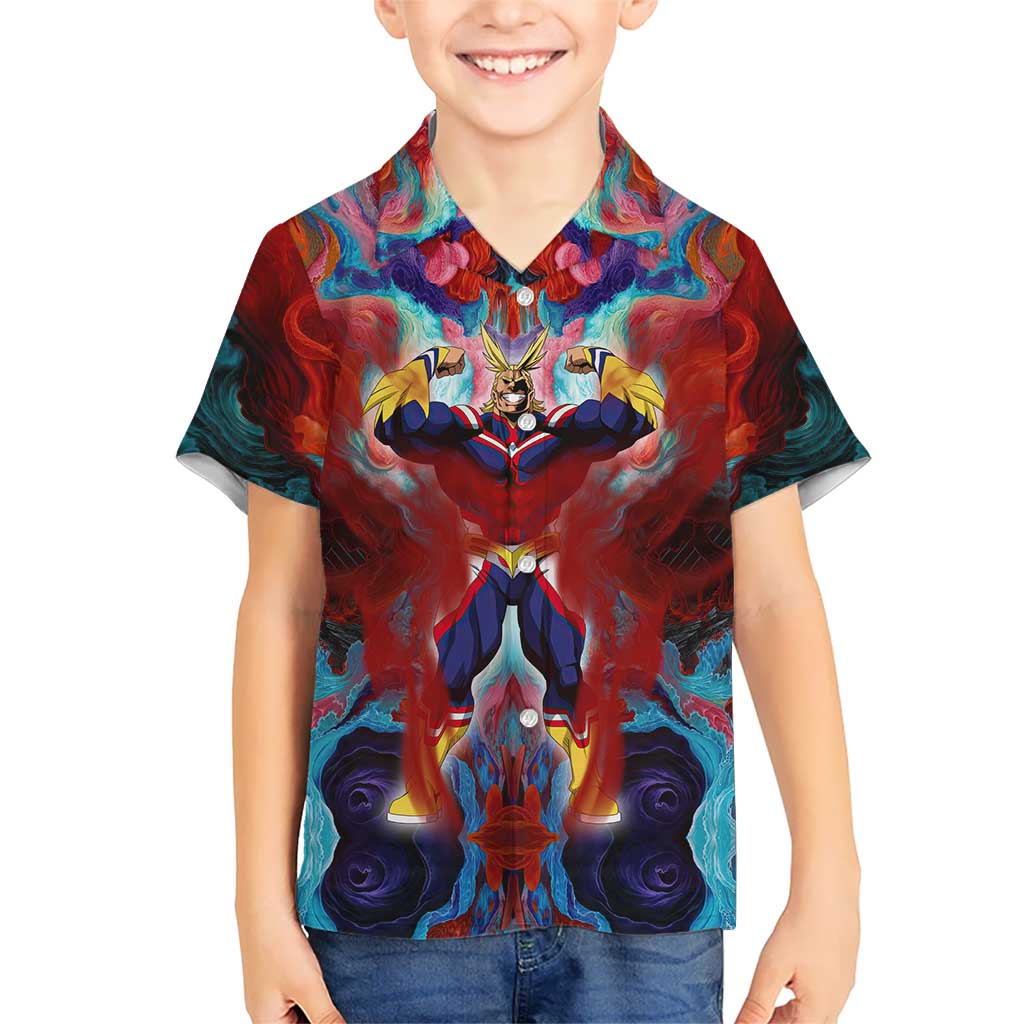 Teevintage - Graphic Tee - Atmospheric Blast All Might My Hero Academia Kid Hawaiian Shirt Anime Mix Abstracs Trippy Style Ts04