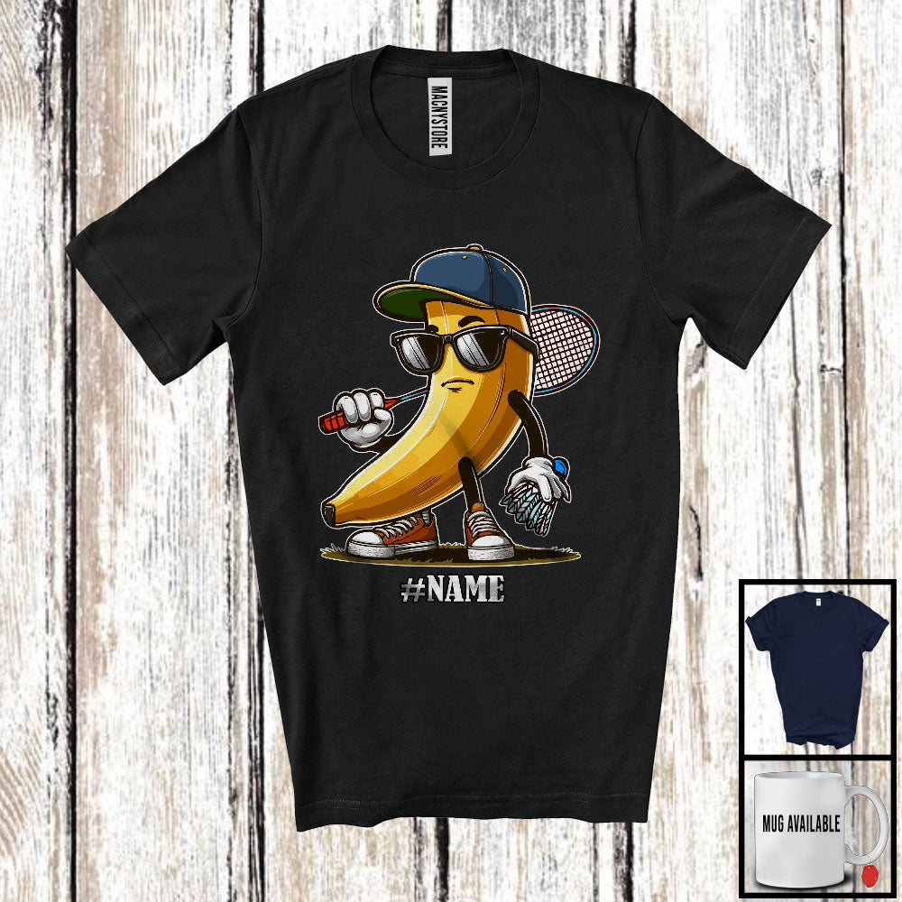 Peckshirt  Personalized Custom Name Banana Sunglasses Playing Badminton, Lovely Badminton Player Team T-Shirt - Print In Your Way