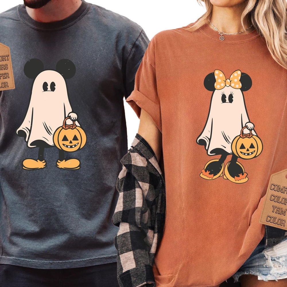 Comfort Colors® Retro Mickey Minnie Halloween Couple Shirts, Mickey Ghost Shirt, Minnie Ghost Shirt, Spooky Season Shirt, Disney Halloween - New Arrival X Miamisdolphins Fashion Hoodiegen