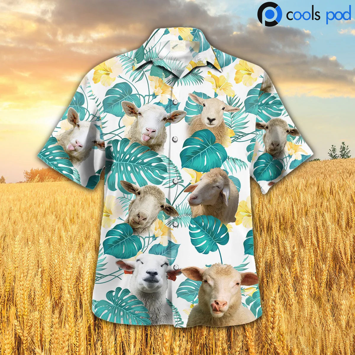 Sheep In Tropical Leaves Pattern Hawaiian Shirt, Sheep Hawaiian Shirt Men Women