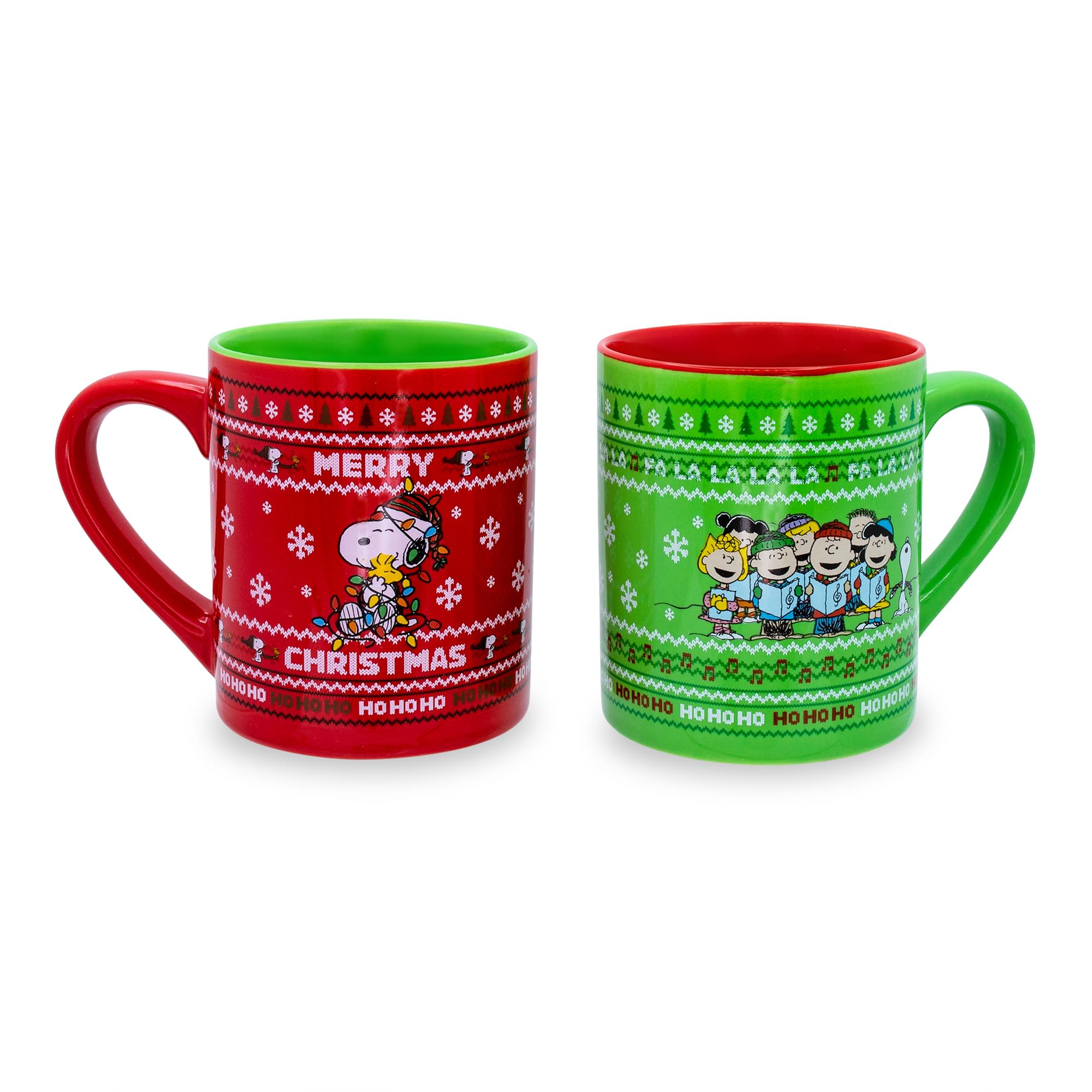 Peanuts Charlie Brown And Snoopy Christmas Sweaters Ceramic Mugs | Set Of 2 Fashion24Hs