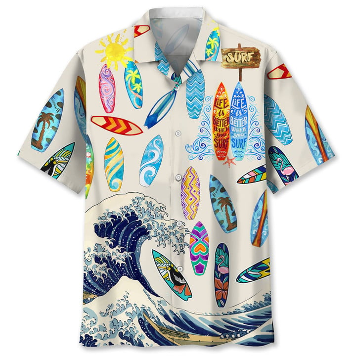 Surfing White Lovers Hawaiian Shirt, Men’S Unisex Summer Beach Casual Short Sleeve Summer Vacation Beach Shirts