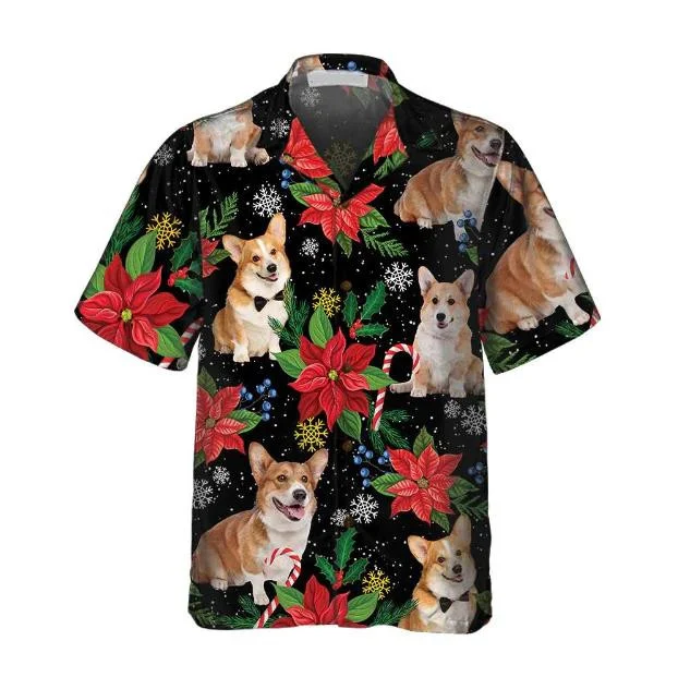 Corgi With Christmas Plants Hawaiian Shirt Gift For Dog Owners