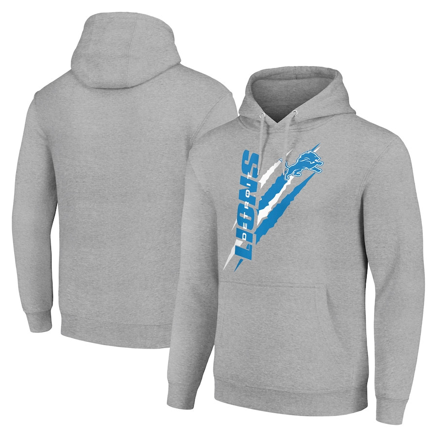 Detroit Lions White And Blue Color Scratch NFL Heather Gray Print 2D Hoodie