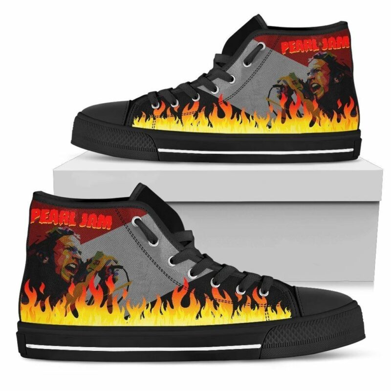 Pearl Jam Sneakers Flame High Top Shoes Music Fan High Top Shoes New Fashion