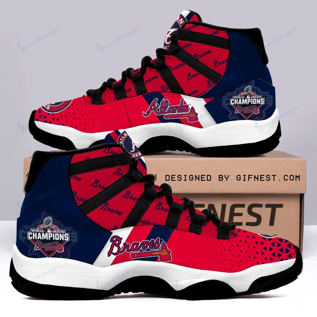 Atlanta Braves MLB Team Logo World Series Champions Air Jordan 11 Sneakers Shoes