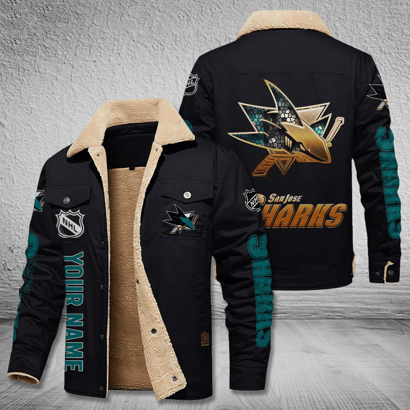 San Jose Sharks Unisex Custom Name Stand Collar Jacket