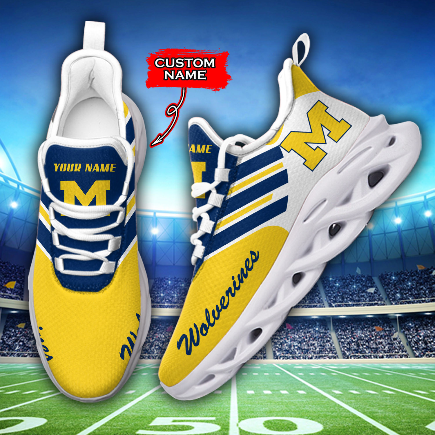 Michigan Wolverines Max Soul Shoes Sneakers For Men And Women 427