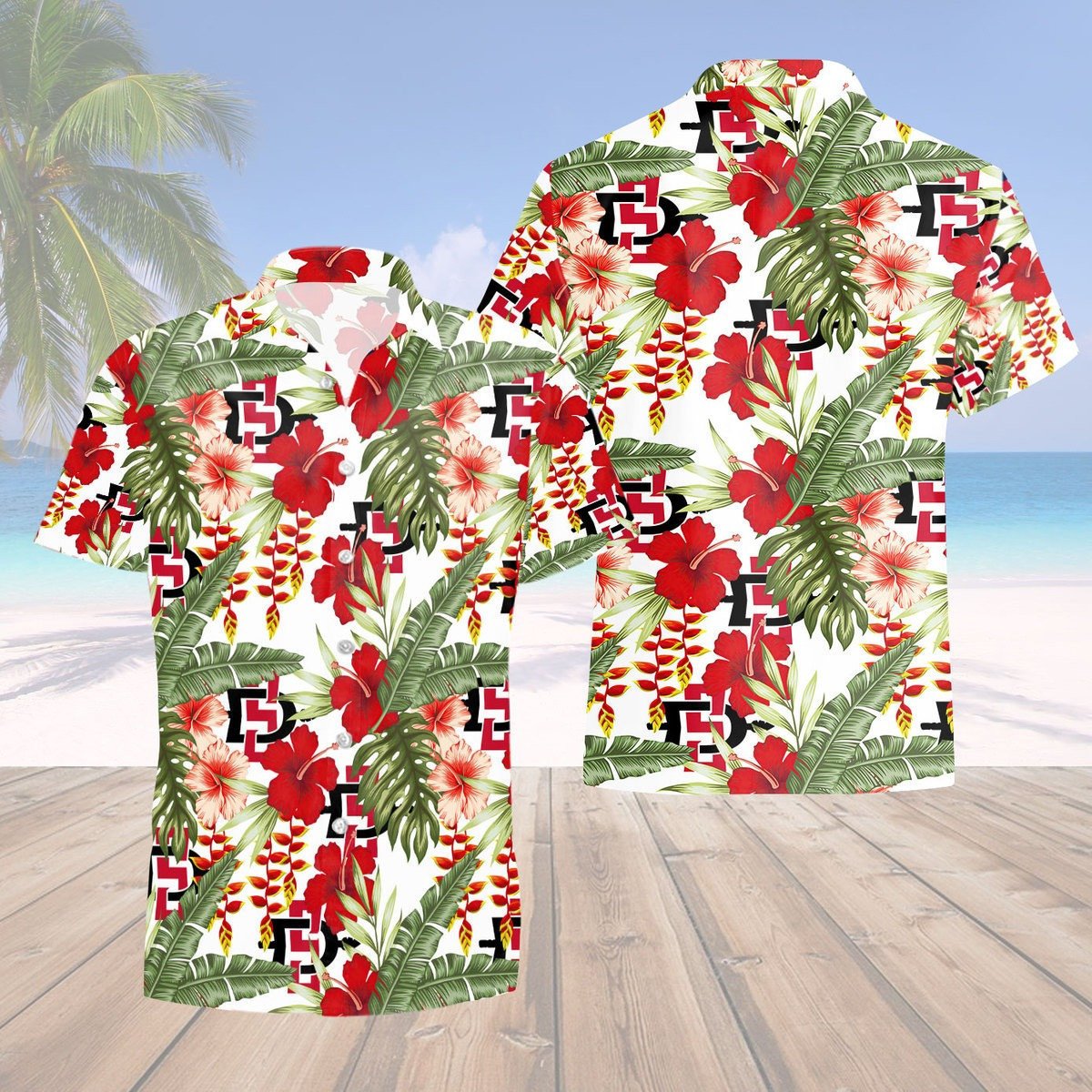 San Diego State Aztecs Men’S Basketball Tropical Pattern Gift For Fans 3D Hawaiian Shirt