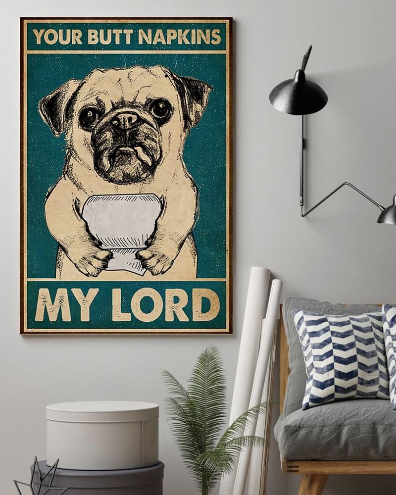 Pug And Napkins Funny Poster Dog Pet Adopt Knowledge Poster