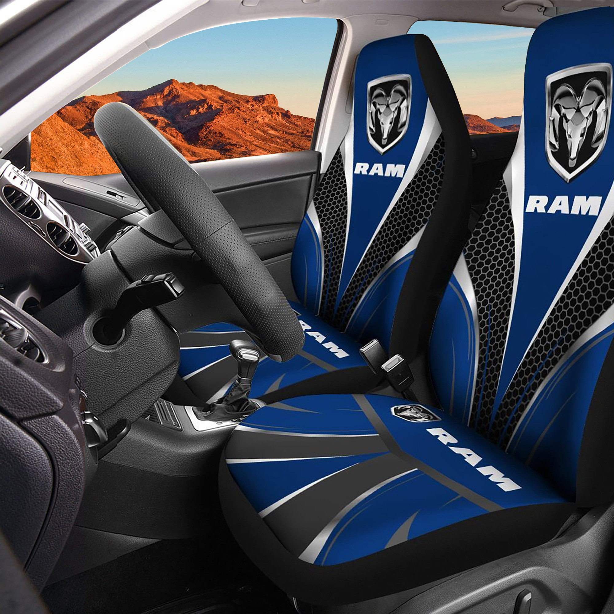 Dodge Ram Logo Car Seat Cover Set CSC5924