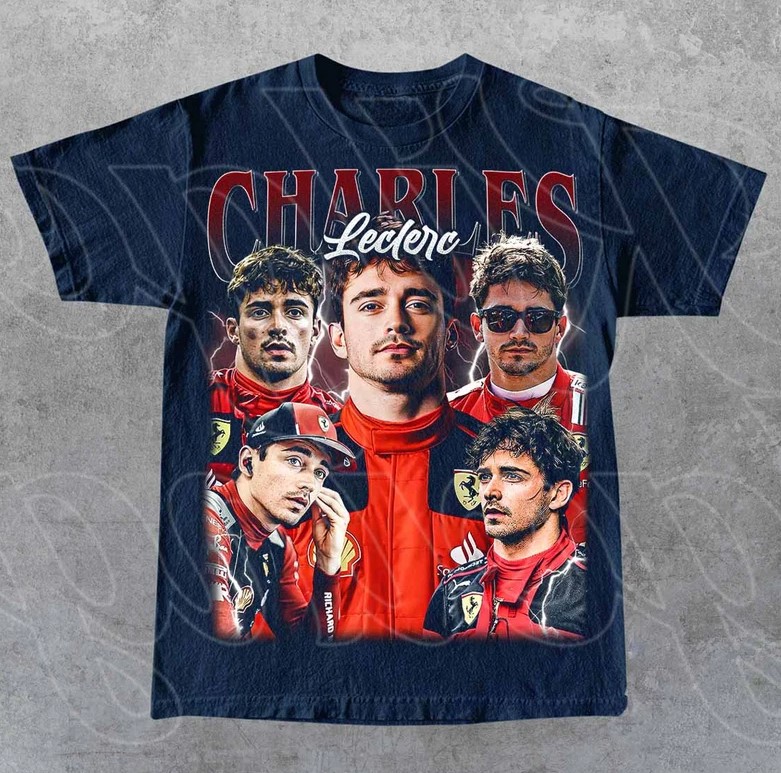 Charles Leclerc Vintage Bootleg Design Tee Shirt Outfit