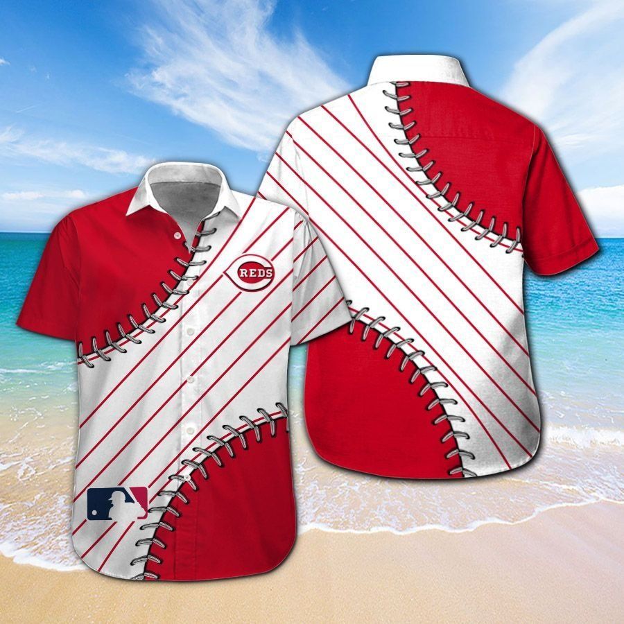 Cincinnati Reds Short Sleeve Button Up Tropical Hawaiian Shirt Ver01