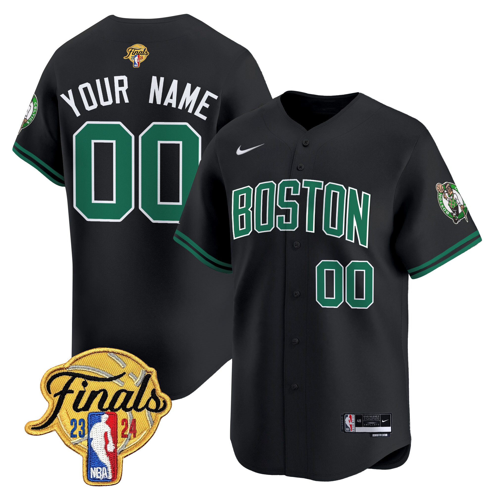 Boston Celtics 2024 Finals Patch Swingman Custom Jersey V2 – All Stitched