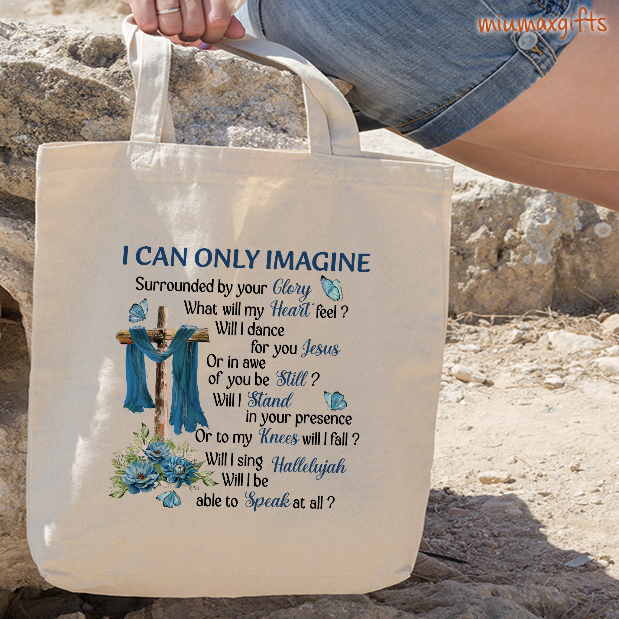 I Can Only Imagine Christian Tote Bag, Wildflower Tote Bag, Bible Verse Tote Bag, Jesus Tote Bag, Eco Friendly Tote Bag, Christian Gifts