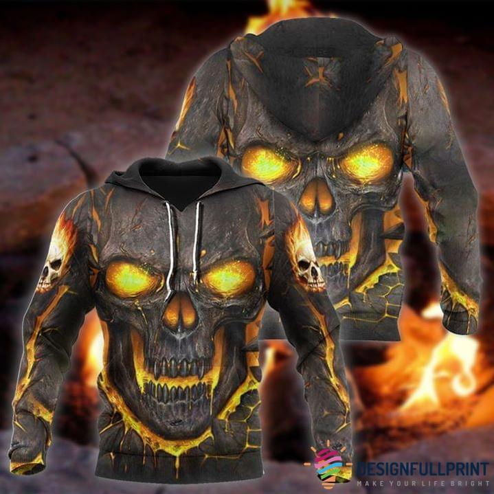 Skull Gift Skull Yellow Lava On Fire &hellip;