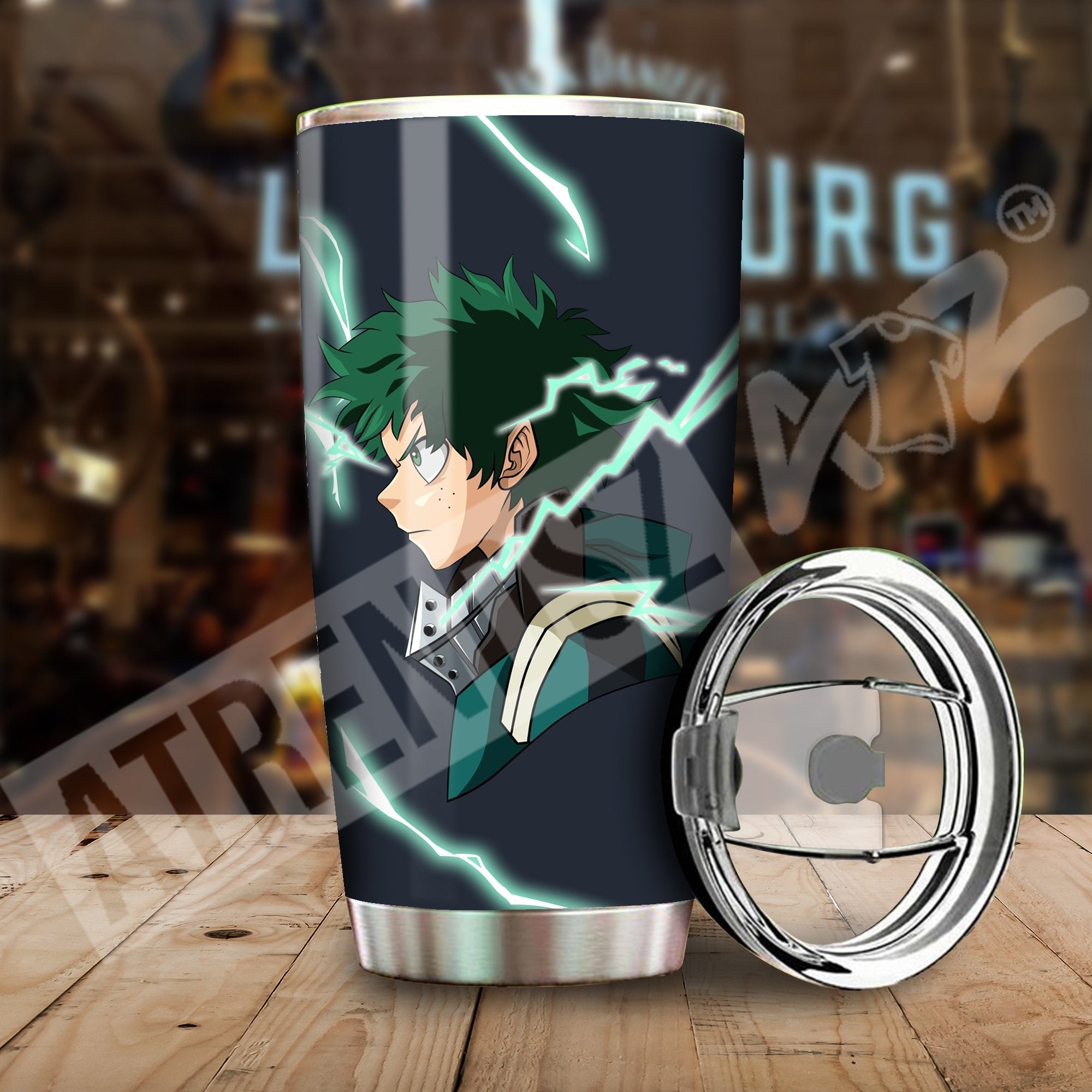 F89 My Hero Academia Tumbler Midoriya Izuku Black Tumbler Cup Travel Mug For Anime Fan Onlytee