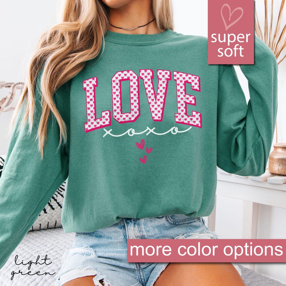 Comfort Colors® Love Heart Long Sleeve Shirt, Valentine'S Heart Long Sleeves, Valentines Day Gift, Valentine'S Day Long Sleeve Shirts Gifts Grooveshirts Aurateestyle
