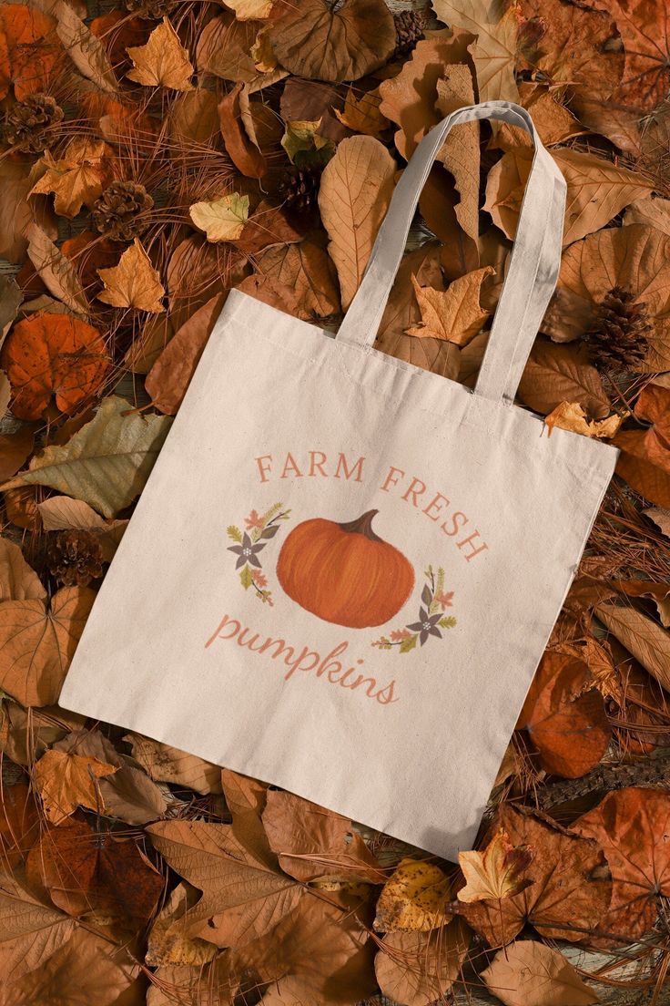 Halloween Tote Bag, Farm Fresh Pumpkins, Farmers Market Bag, Thanksgiving Tote, Trick Or Treat Bag, Pumpkin Patch Bag, Vintage Halloween, Best Tote Bags Ideas, Cute Tote Bags Ideas, Tote Bag Design Ideas, Girls Tote Bag, Best Canvas Tote Bags Ideas