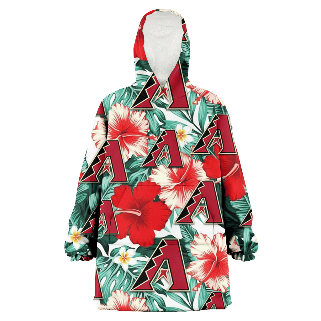 Arizona Diamondbacks Red Coral Hibiscus White Porcelain Flower Banana Leaf 3D Printed Hoodie Blanket Snug Hoodie