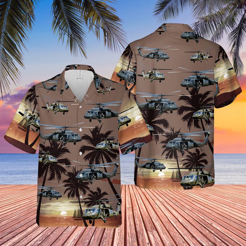 Us Army Sikorsky Uh-60 Black Hawk Helicopter Hawaiian Shirt