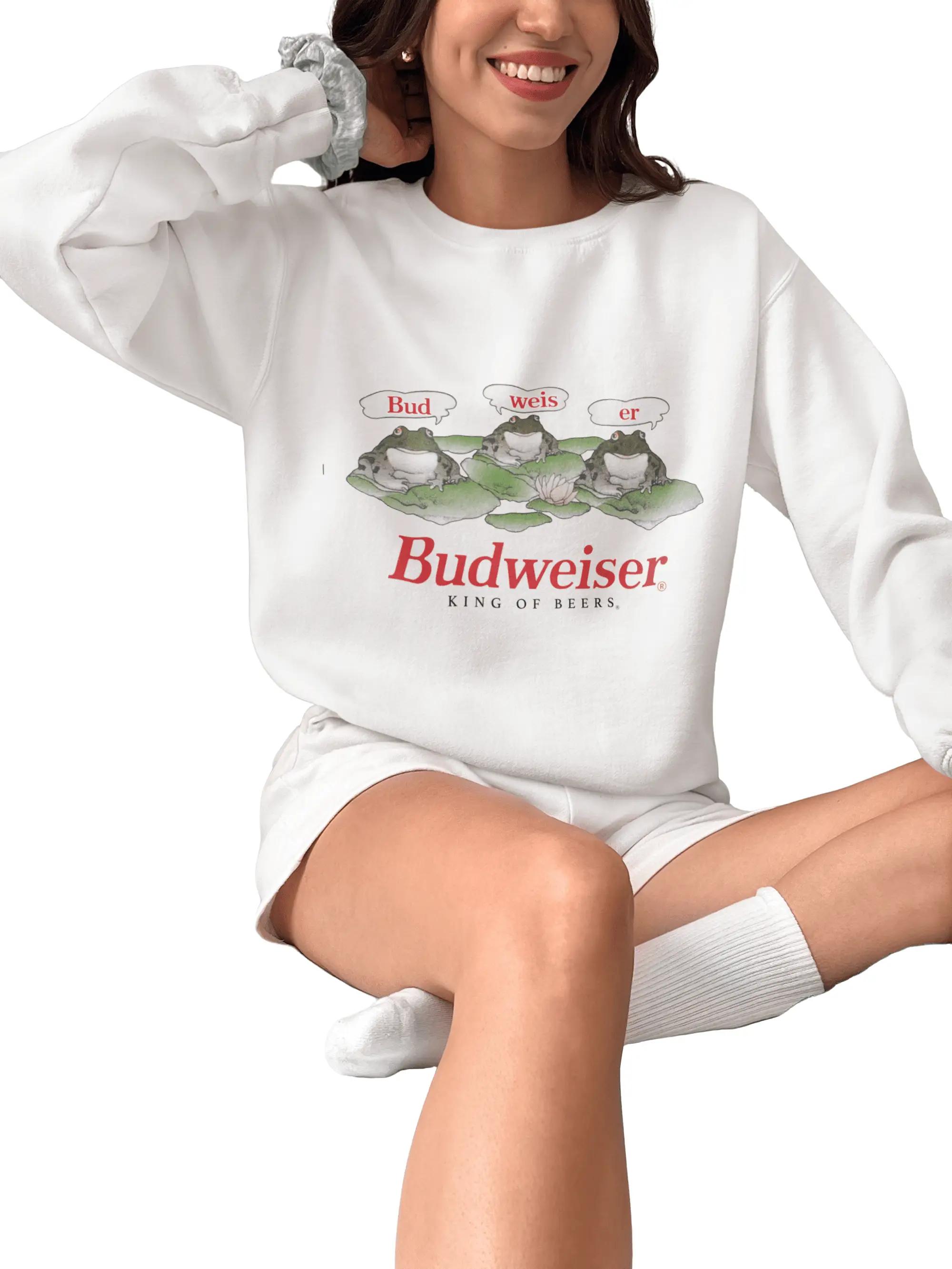 95 Beer Frogs Sweatshirt  Bud Weis Er Frog  Sweatshirt  Mother’s Day Gifts, Women’s Tops, Womenswear, Cotton Fabric Relaxed Fit Chic Style, gift for girls