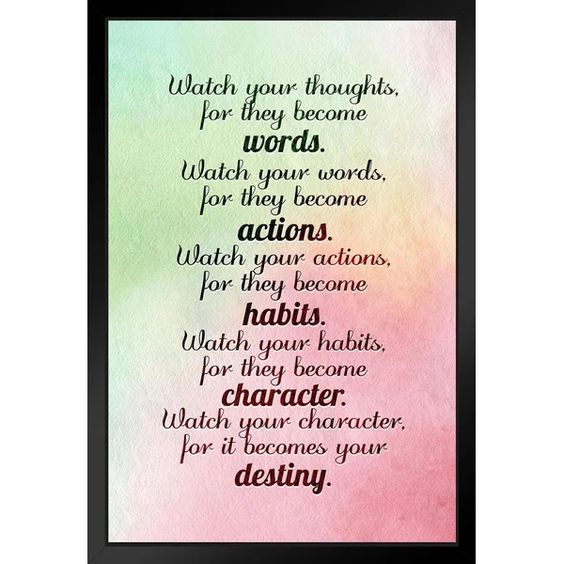 ” Watch Your Thoughts Watercolor Motivational Inspirational Teamwork Quote Inspire Quotation Gratitude Positivity Support Motivate Sign Good Vibes Social Work Black Wood Framed Art Poster 14×20 “