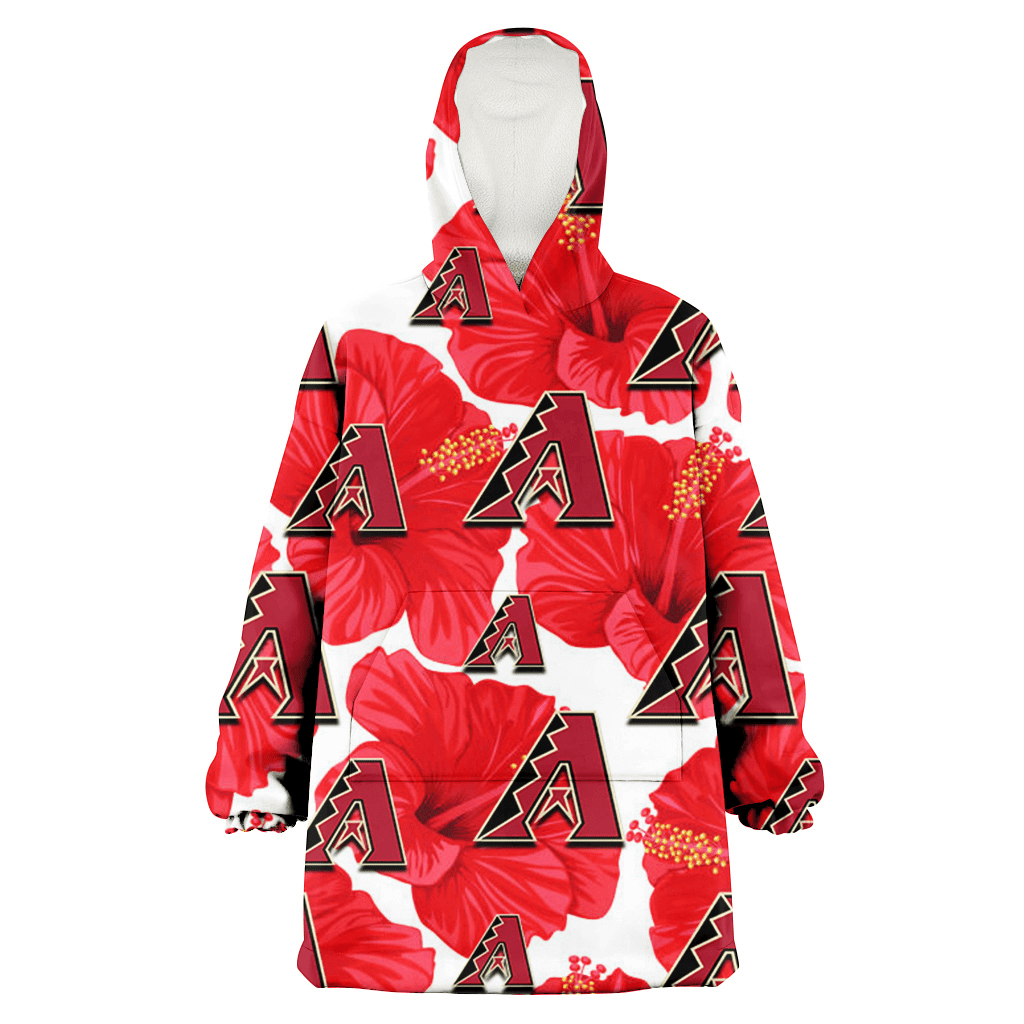 Arizona Diamondbacks Big Red Hibiscus White Background 3D Printed Hoodie Blanket Snug Hoodie