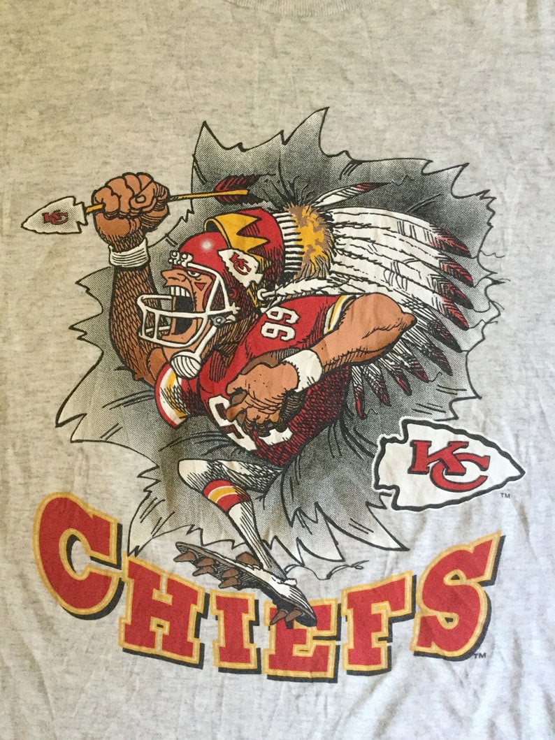 Vintage 90S 1993 Kansas City Chiefs T Shirt American Football Tee Shirt By Nutmeg Mills Usa Print