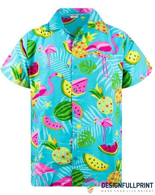Flamingo Fruits Tropical Shirt Hawai …
