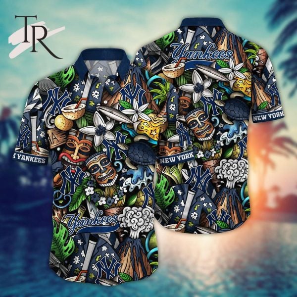 New York Yankees Mlb Team Logo And Name Tribal Pattern 3D Hawaiian Shirt