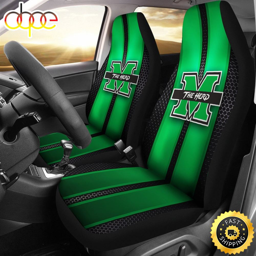 IncRedible Line Pattern Marshall Thundering Herd Logo Car Seat Cover Set CSC1026