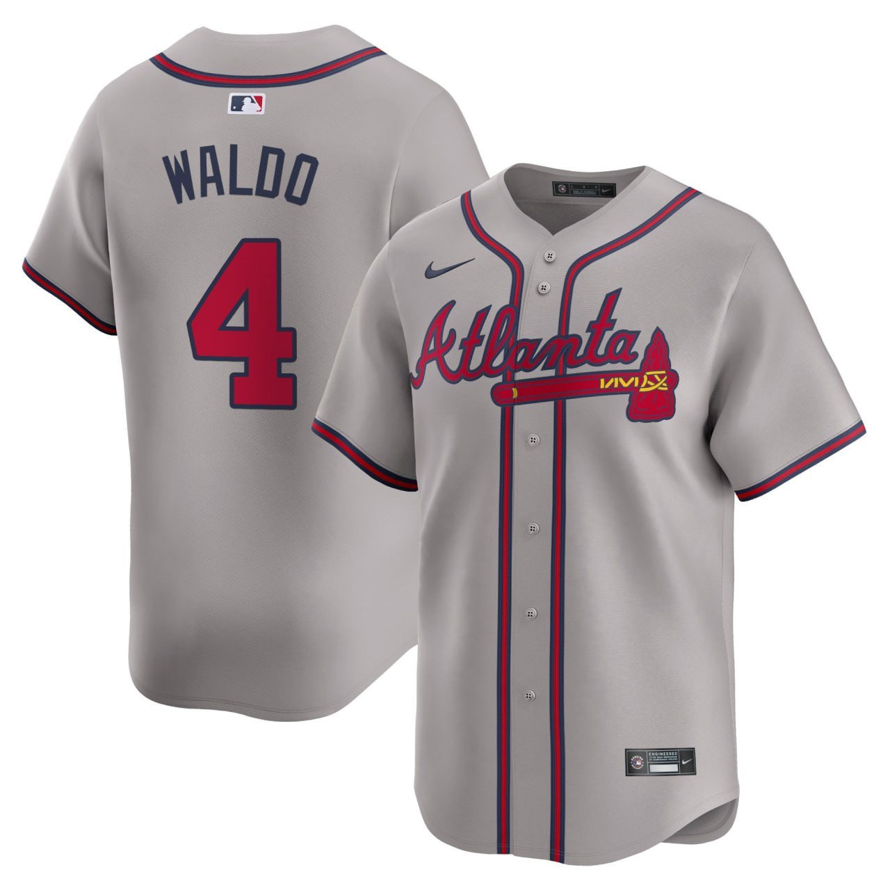 Waldo #4 Atlanta Braves Road Gray Jersey – All Stitched