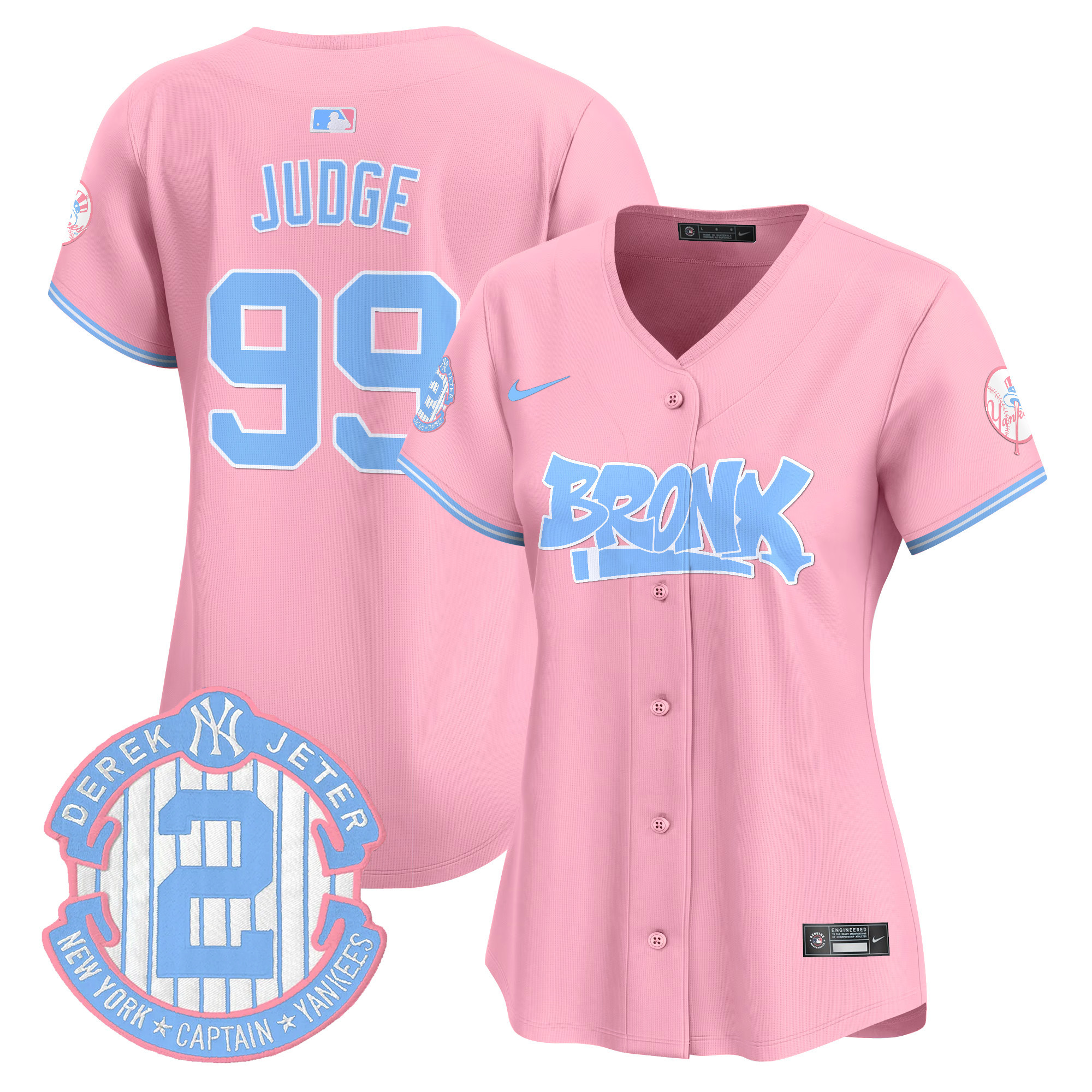 Women’S Yankees The Bronx Graffiti Bubblegum Pink Vapor Premier Limited Jersey – All Stitched