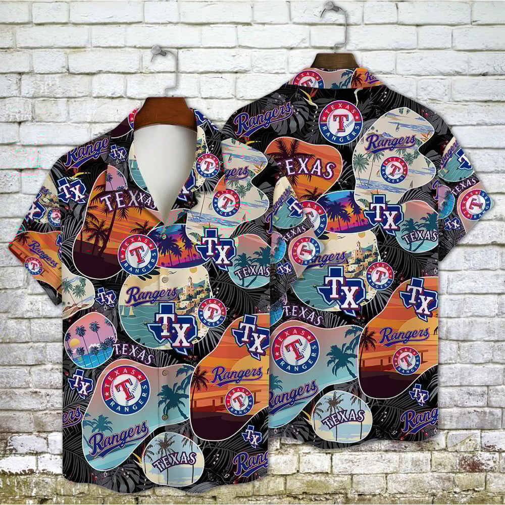 Texas Rangers Retro Summer Pattern Hawaiian Shirt