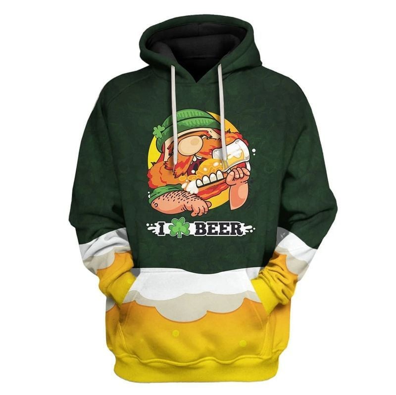 St Patrick’S Day I Love Beer Hoodie St Patrick’S Day Clothes Ht