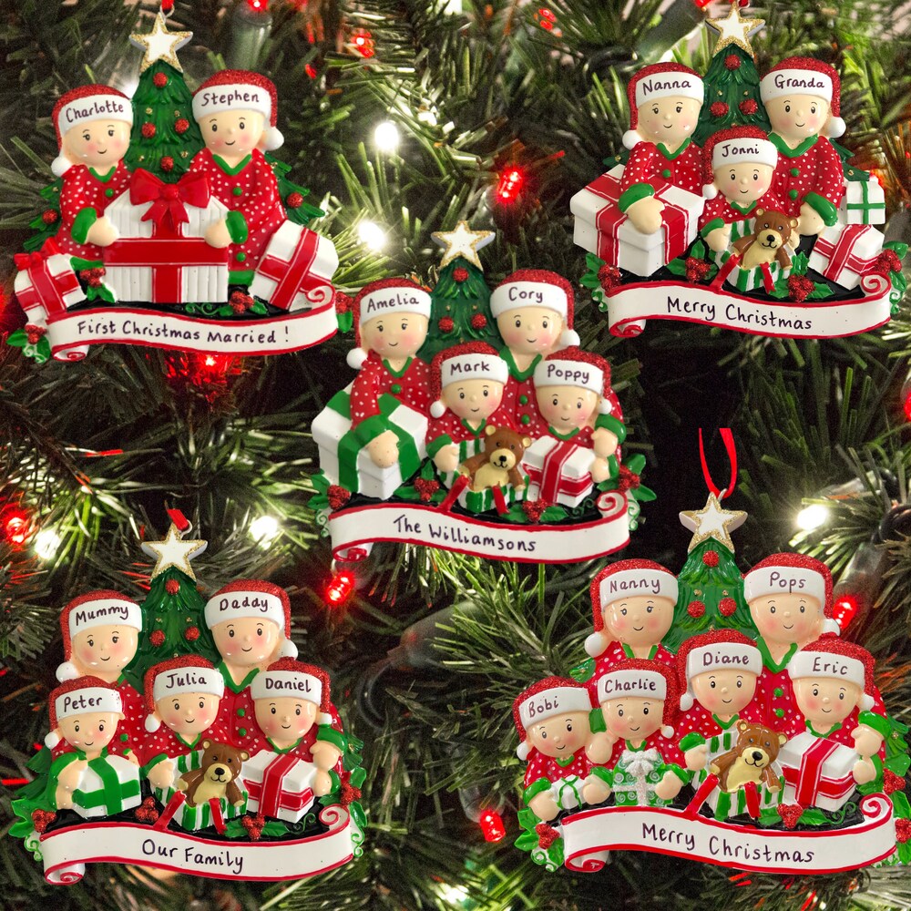 Christmas Tree Decoration. Personalised Family Christmas Ornament For Couples And Families With 1,2, 3, 4 Kids. Xmas 2024 Keepsake X Unique Fashion  Livingtee