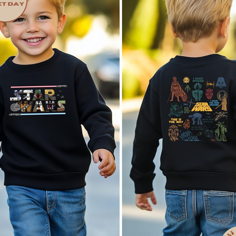 Star Wars Toddler Two-Sided Shirt, Retro Star Wars Shirt, Disney Star Wars Sweatshirt, Star Wars Two Sided Kids Shirt, Disneyland Shirt Style That Stands Out
