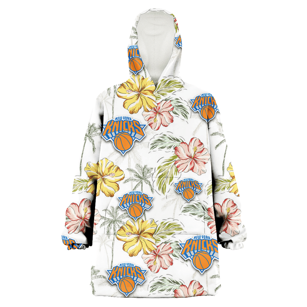 New York Knicks Sketch Red Yellow Coconut Tree White Background 3D Printed Hoodie Blanket Snug Hoodie