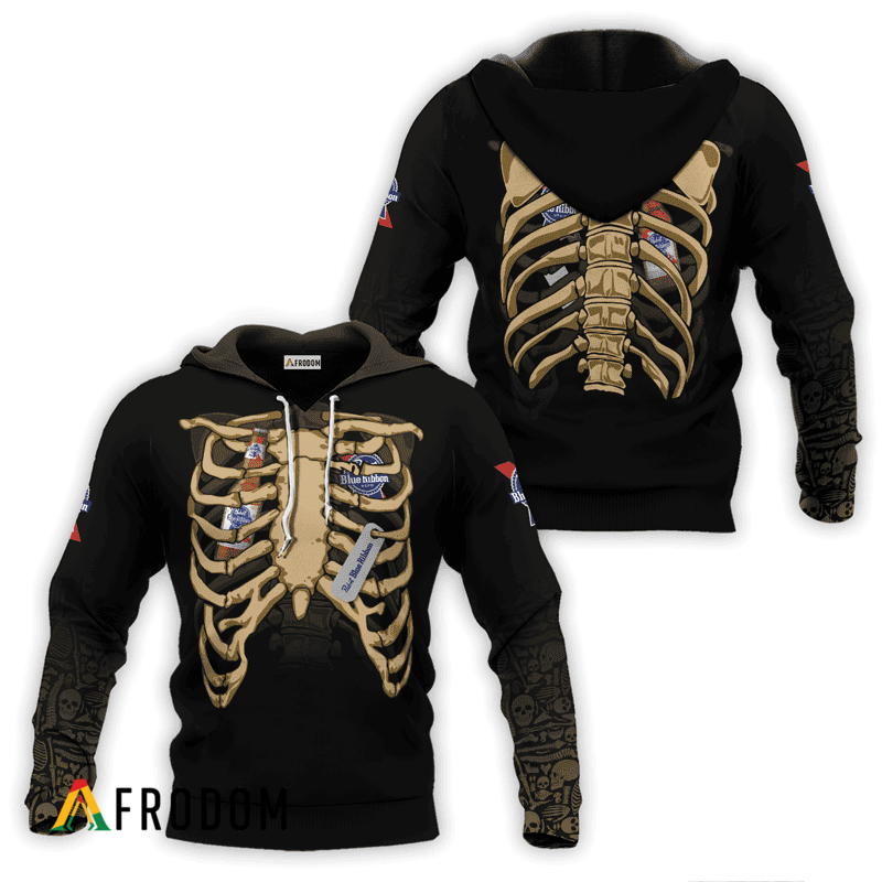 Pabst Blue Ribbon Skeleton Ribcage Hoodie & Zip Hoodie