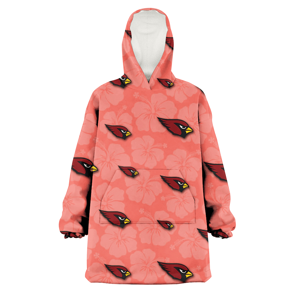 Arizona Cardinals Peach Puff Hibiscus Tomato Orange Background 3D Printed Hoodie Blanket Snug Hoodie