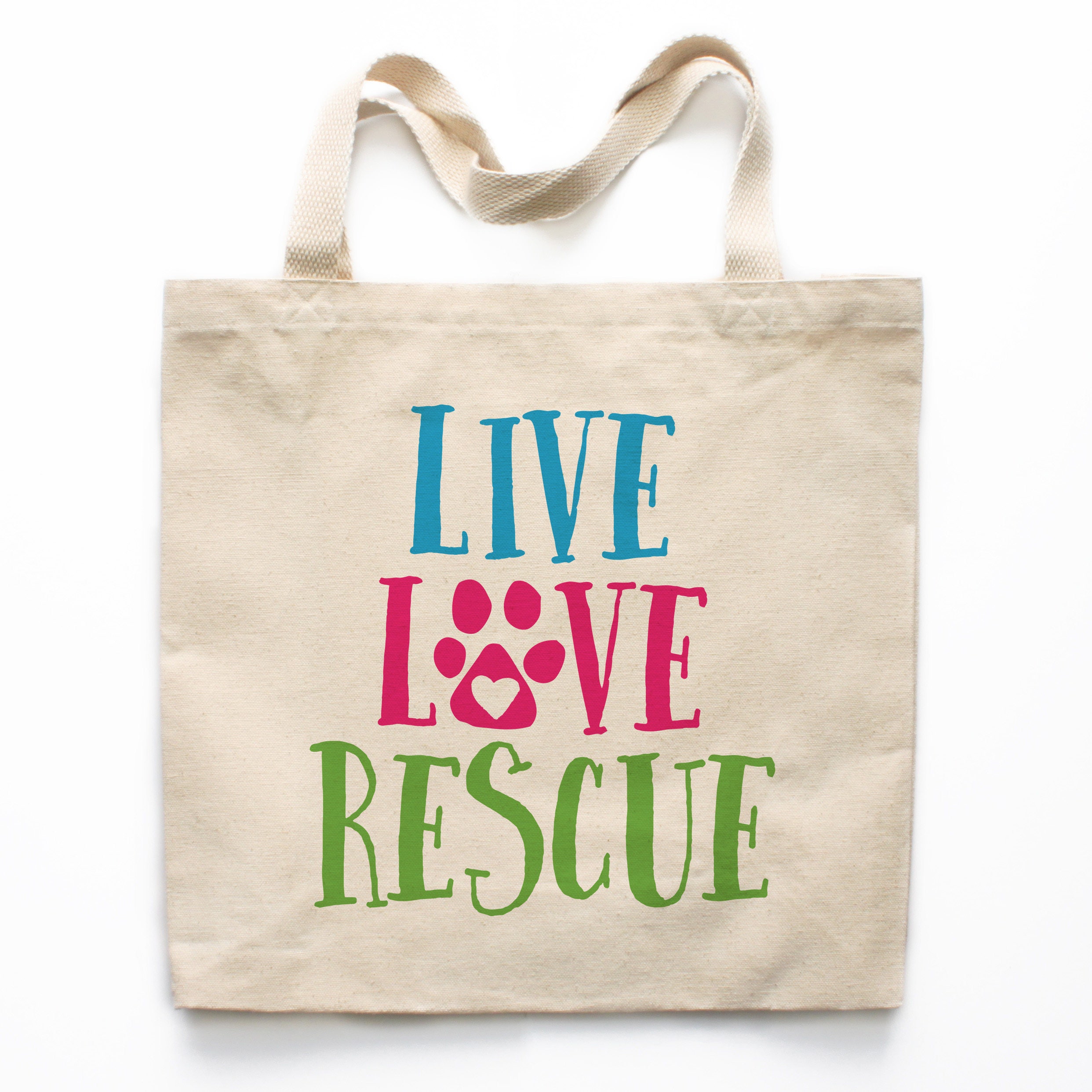 Pet Canvas Tote Bag, Live Love Rescue Tote Bag, Adopt Don’t Shop Pet Gift Canvas Bag, Market Bag, Shopping Bag, Reusable Grocery Bag 0159