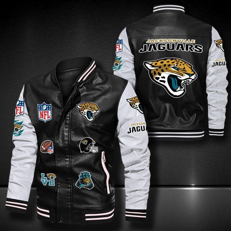 Jacksonville Jaguars Leather Varsity Jacket Bomber Coat