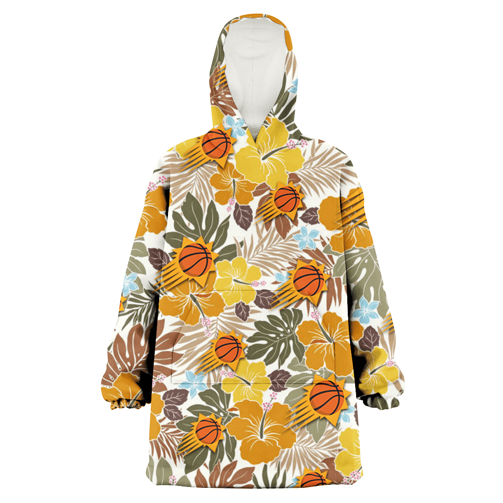 Phoenix Suns Brown Yellow Hibiscus White Background 3D Printed Hoodie Blanket Snug Hoodie