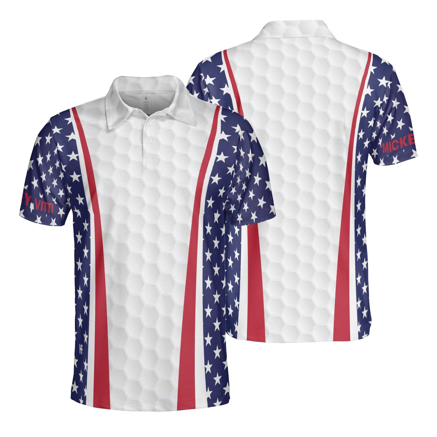 Men Golf Polo Shirt - Golf Custom Men Polo Shirt, American Flag Golf Texture Custom Men Polo Shirt - Personalized Gift For Men, Golf Lovers Printfushion