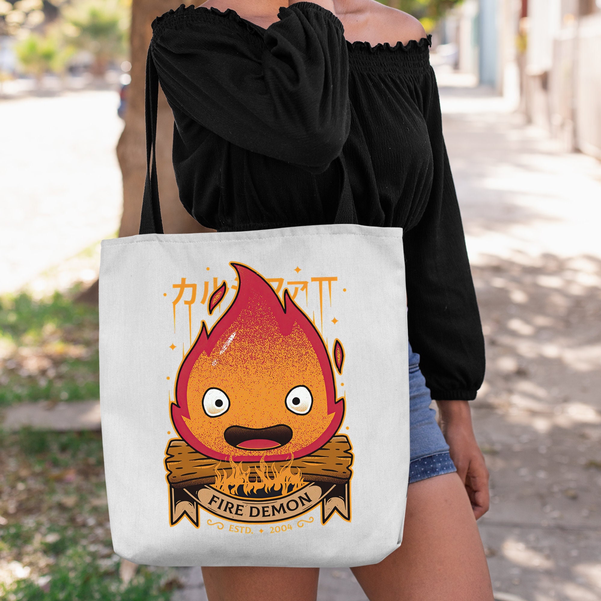 Howl’s Moving Castle Inspired Calcifer Fire Demon Premium Tote Bag