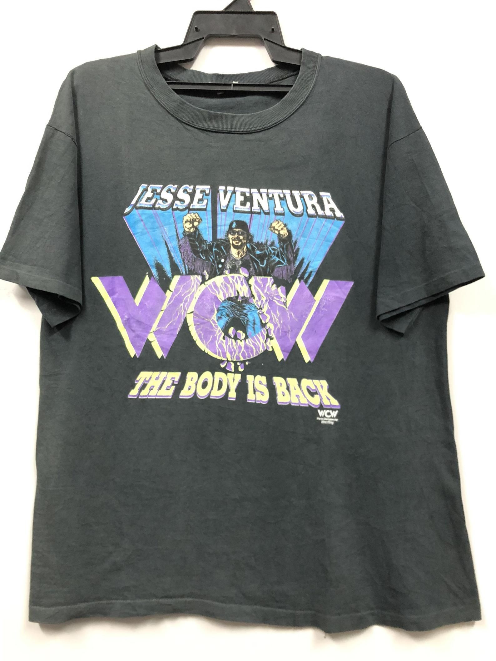 Vintage 90S Wrestling Jesse Ventura Wcw Faded The Body Is Back Shirt Single Stitch