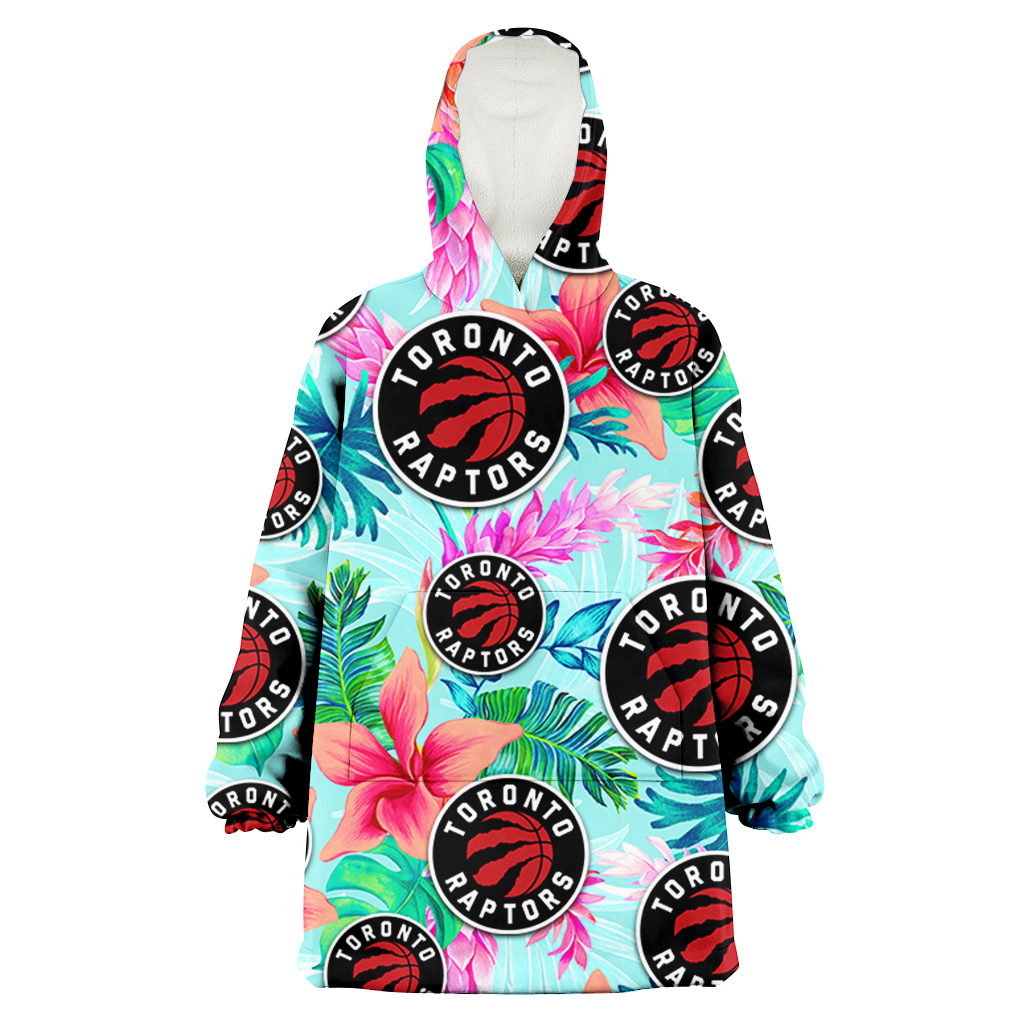 Toronto Raptors Coral Porcelain Flower Violet Orchid Light Blue Background 3D Printed Hoodie Blanket Snug Hoodie